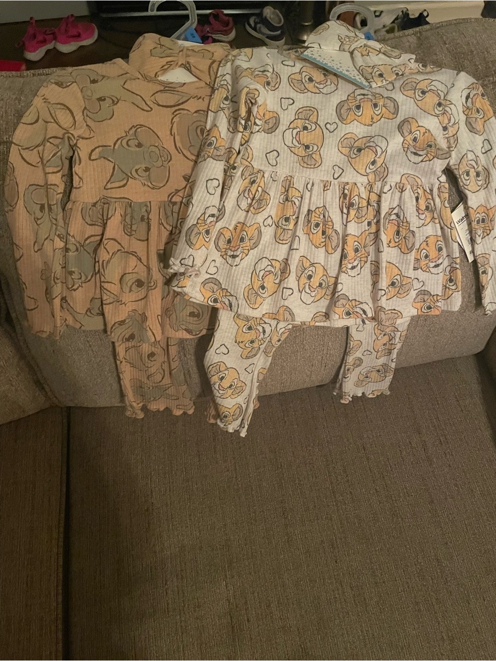 Toddler Long-Sleeve Peplum Top and Legging Set - White and Tan Lion Print